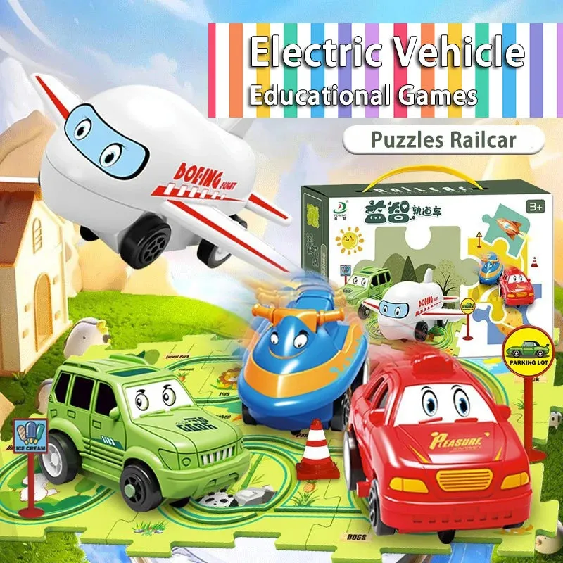 5Pcs DIY Track Electronic Car Puzzle Set