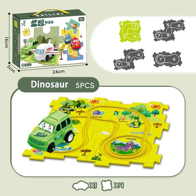 5Pcs DIY Track Electronic Car Puzzle Set