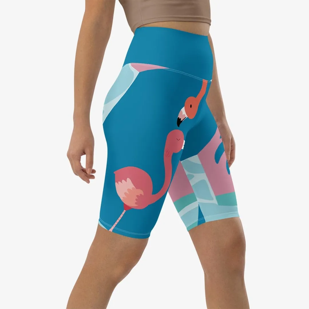 Biker Shorts "Flamingo" Azure/PInk