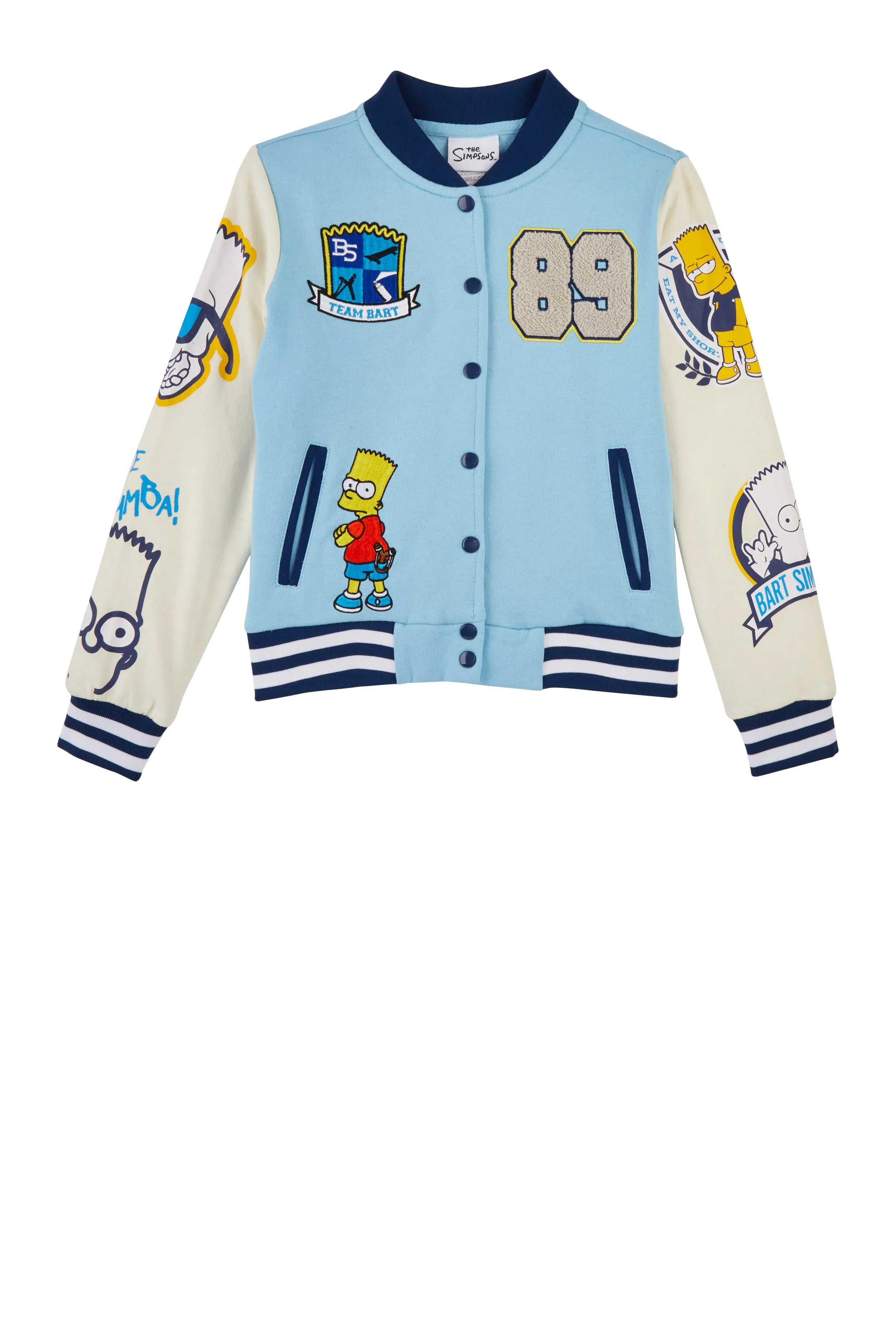 Boys Bart Simpson Graphic Patch Varsity Jacket