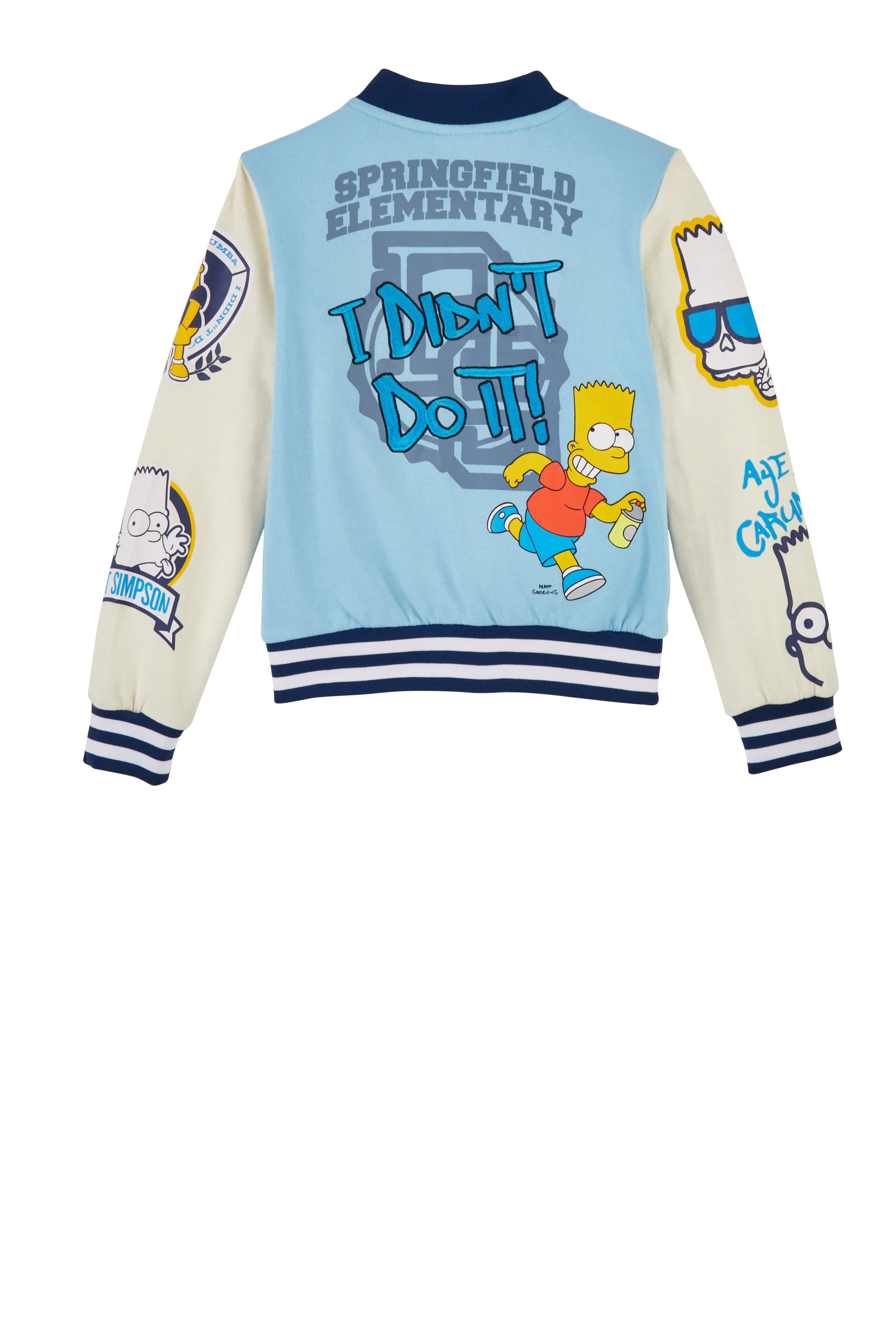 Boys Bart Simpson Graphic Patch Varsity Jacket