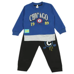 Boys Full Sleeves Pajama Suit - Royal Blue