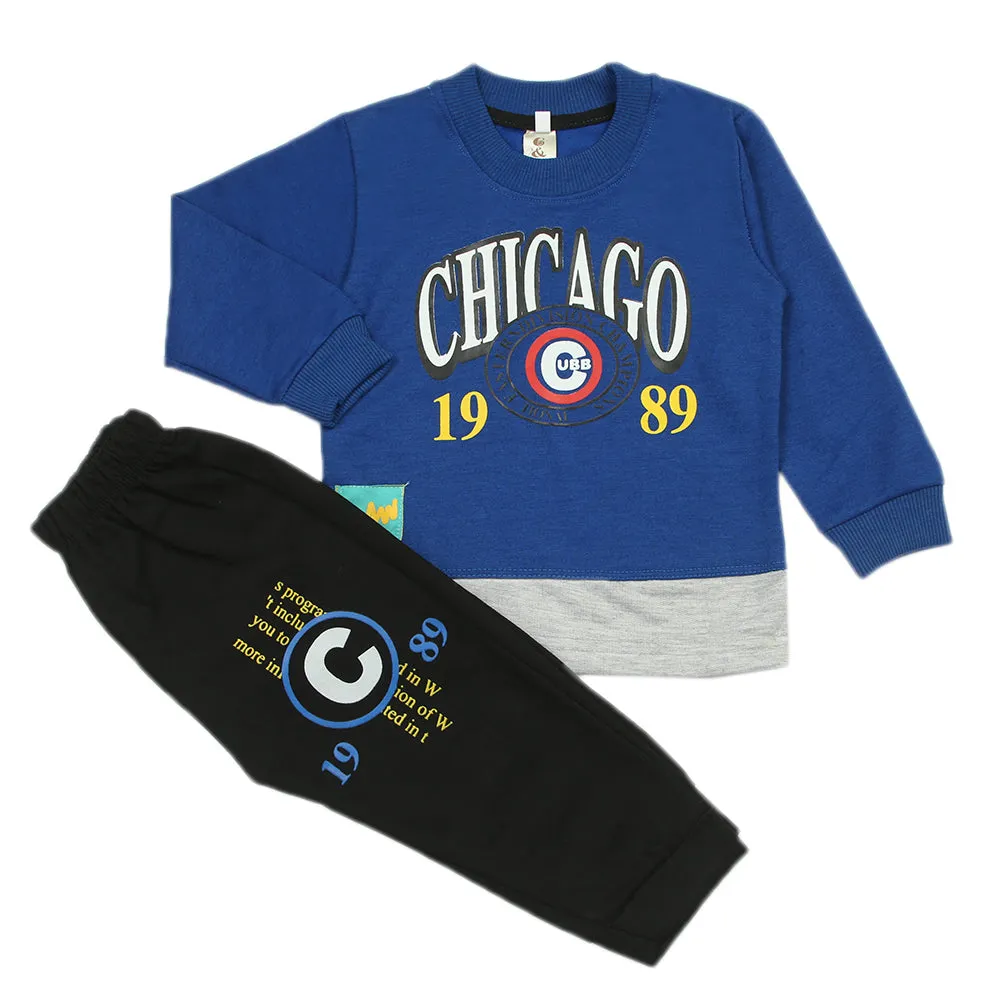 Boys Full Sleeves Pajama Suit - Royal Blue