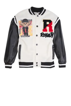 Boys Royalty Chenille Patch Graphic Varsity Jacket