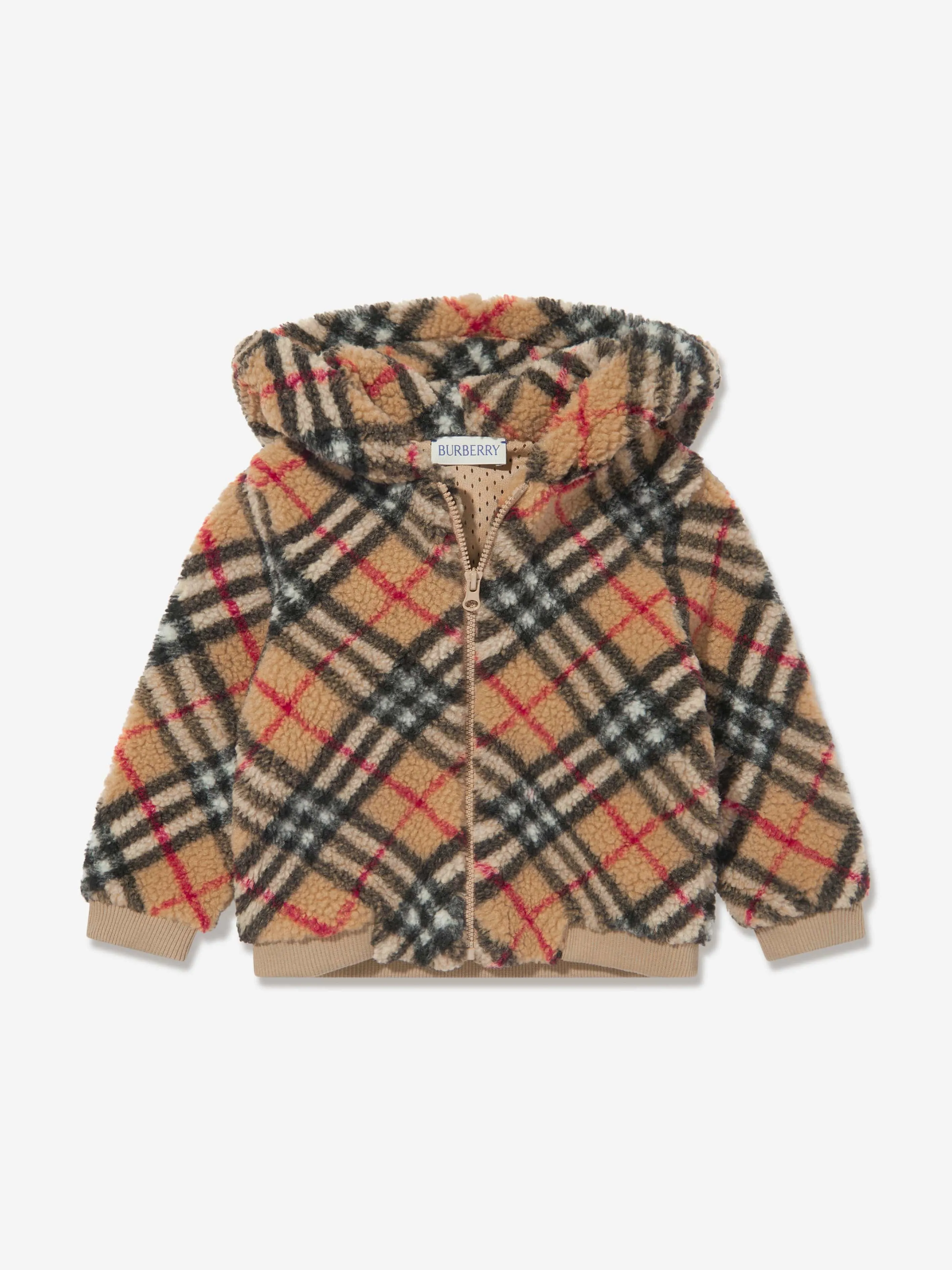 Burberry Baby Boys Check Roland Zip Up Top in Beige