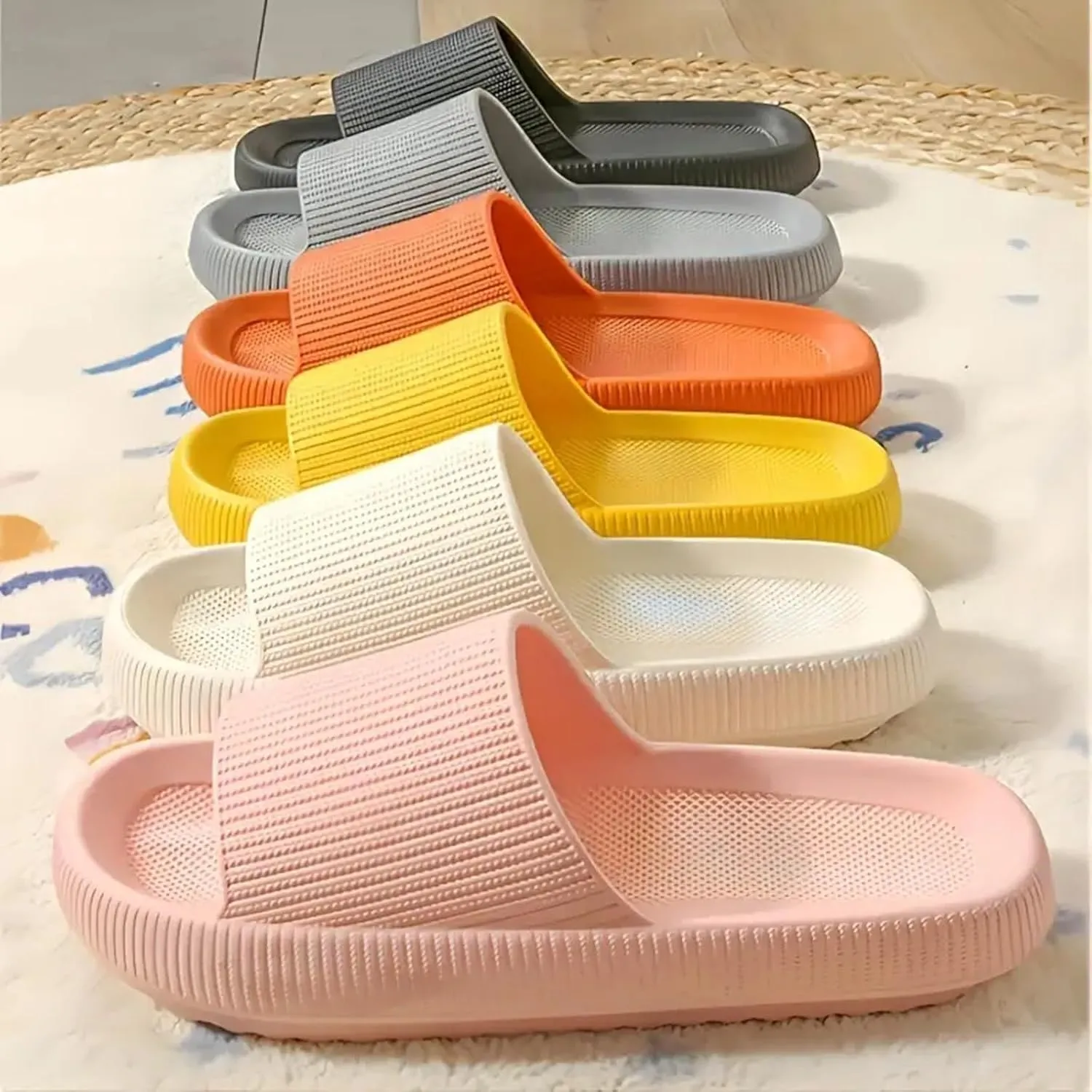 Cloud Slides for Women Men,Comfy Non Slip Shower Slippers Soft and Cozy Open Toe Thick Soles Slippers Comfortable Outdoor and Indoor Slipper Waterproof Quick-Dry Pool Beach Shoes