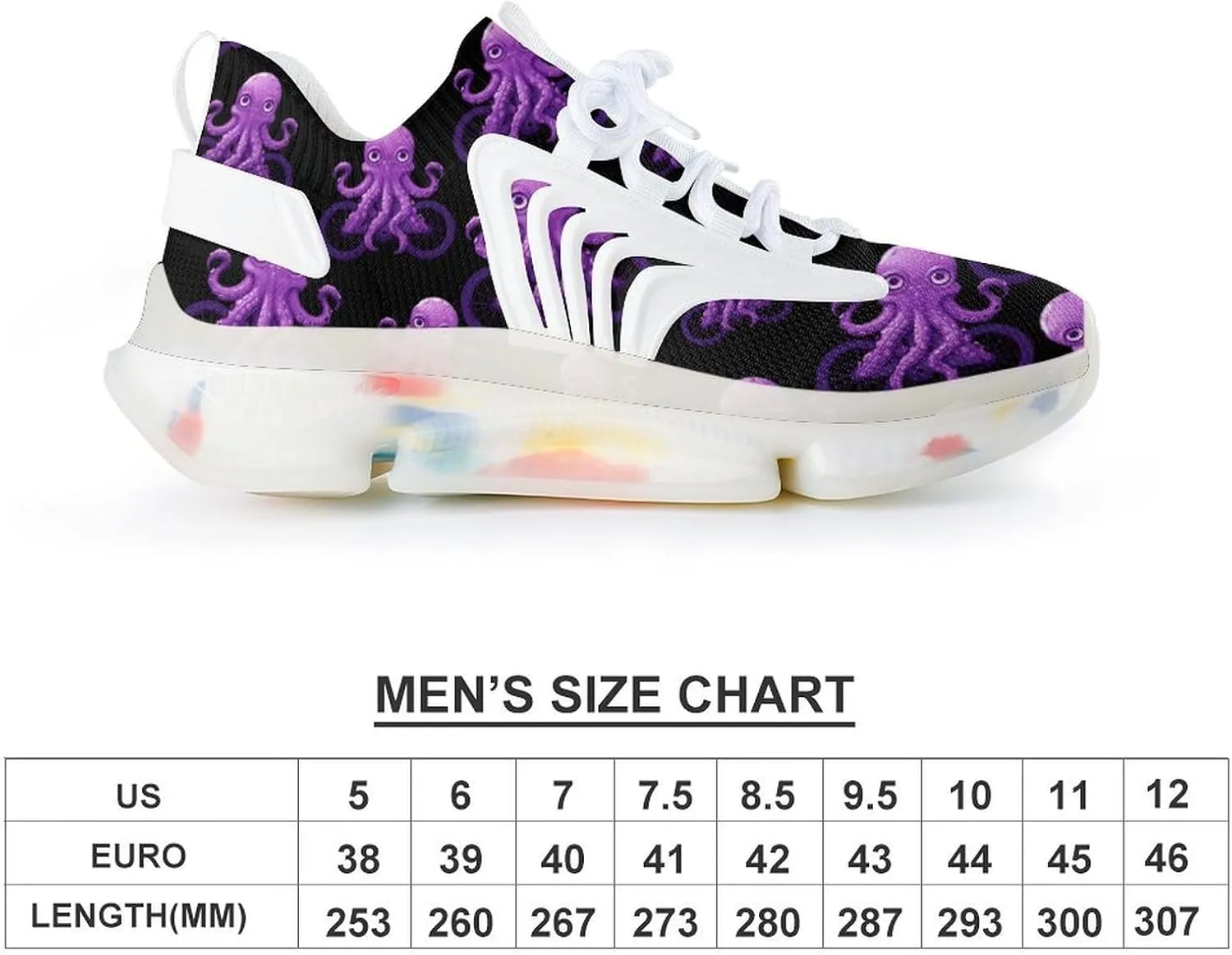 Cute Octopus Bicycles Mens Sneakers Running Shoes Lightweight Athletic Shoes for Jogging Walking Gym
