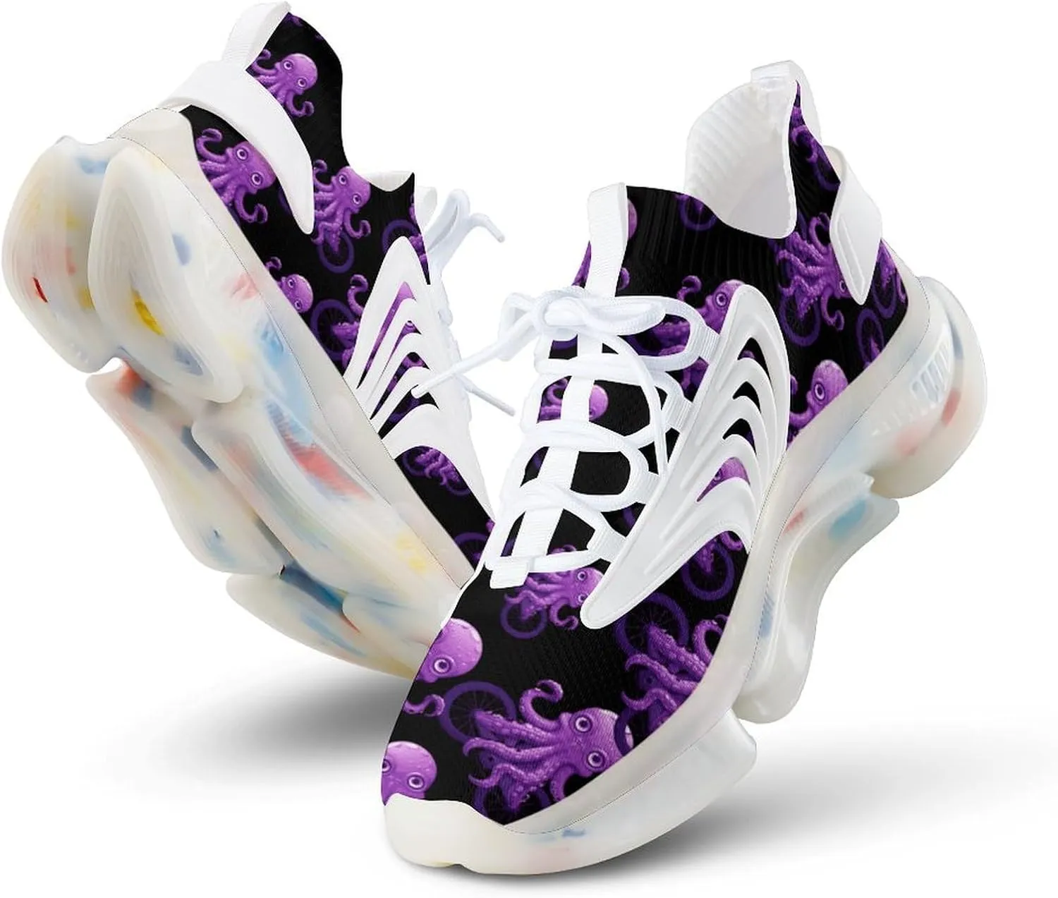 Cute Octopus Bicycles Mens Sneakers Running Shoes Lightweight Athletic Shoes for Jogging Walking Gym