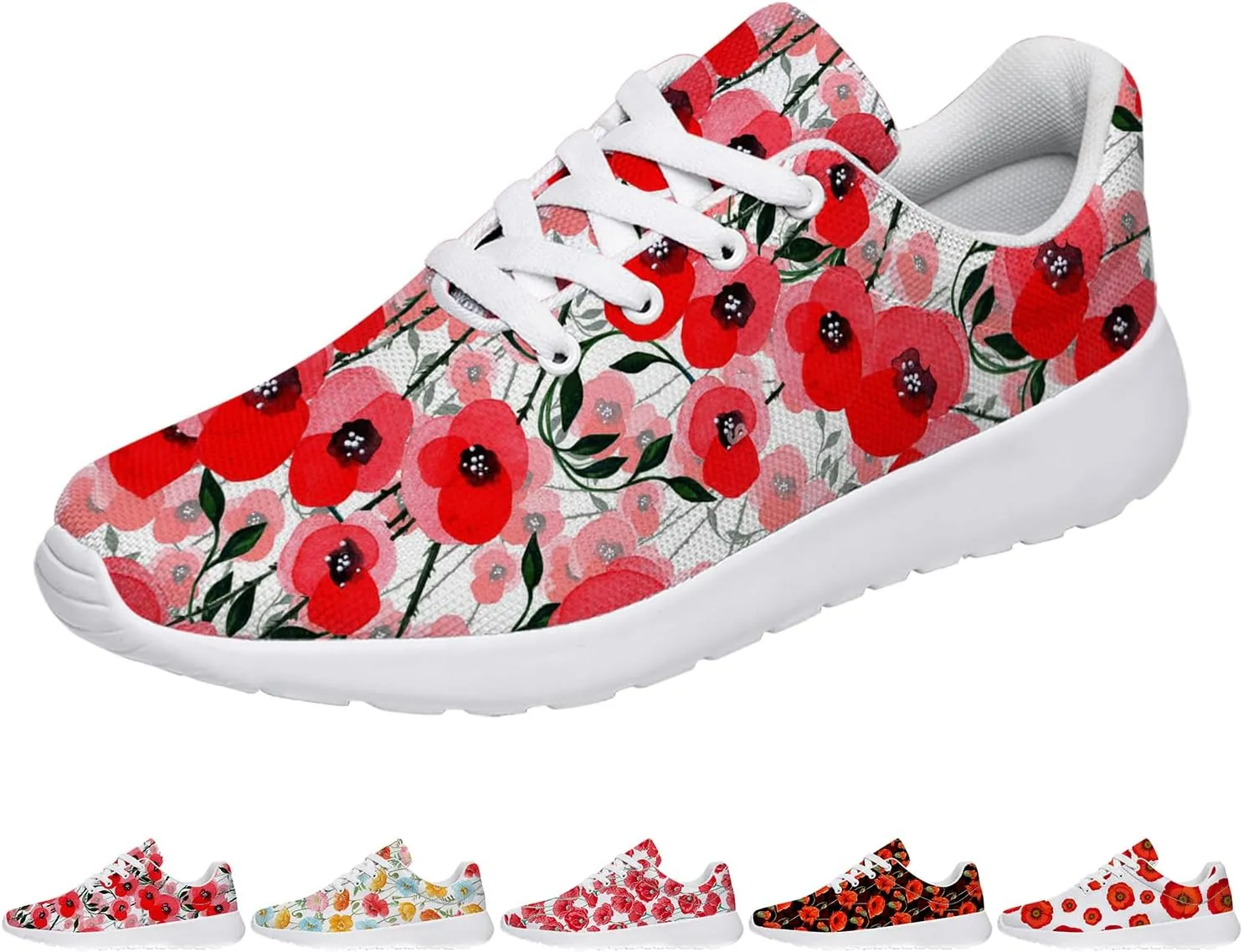 Floral Print Tennis Shoes Womens Walking Sneakers Flower Running Shoes Gifts for Women Mom