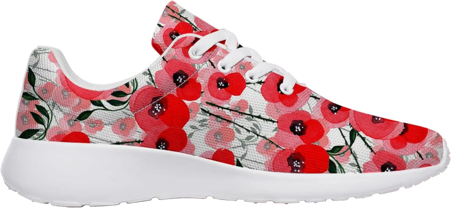 Floral Print Tennis Shoes Womens Walking Sneakers Flower Running Shoes Gifts for Women Mom