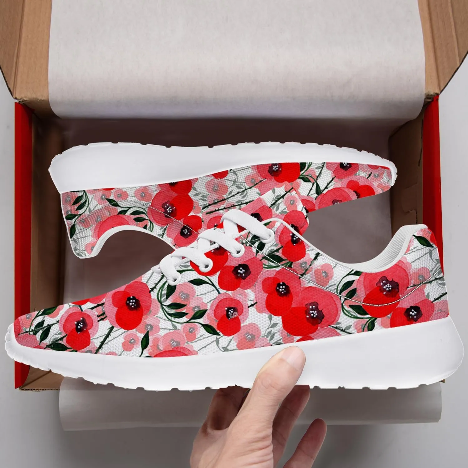 Floral Print Tennis Shoes Womens Walking Sneakers Flower Running Shoes Gifts for Women Mom