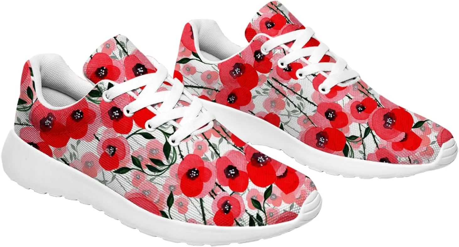 Floral Print Tennis Shoes Womens Walking Sneakers Flower Running Shoes Gifts for Women Mom