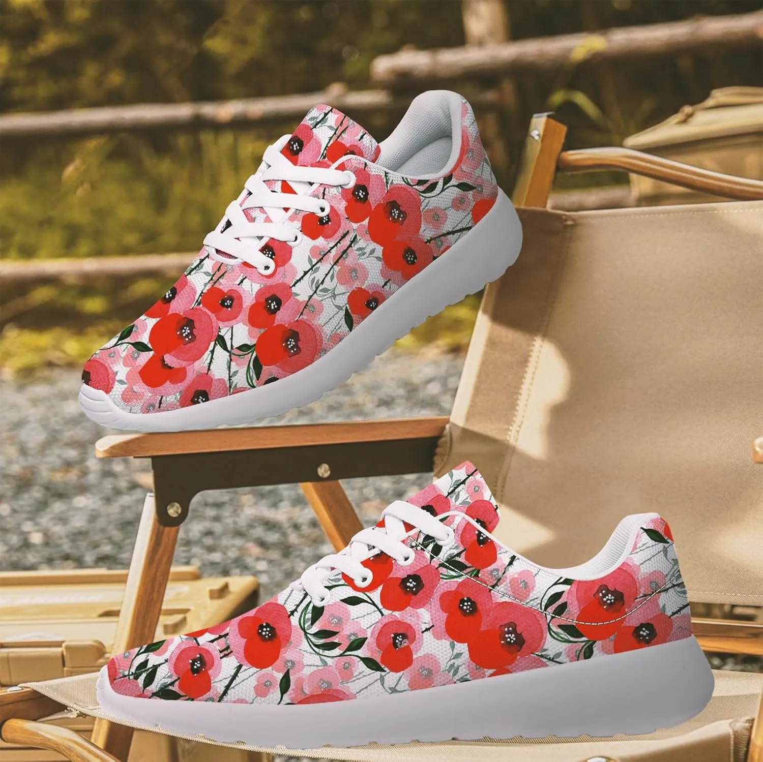 Floral Print Tennis Shoes Womens Walking Sneakers Flower Running Shoes Gifts for Women Mom