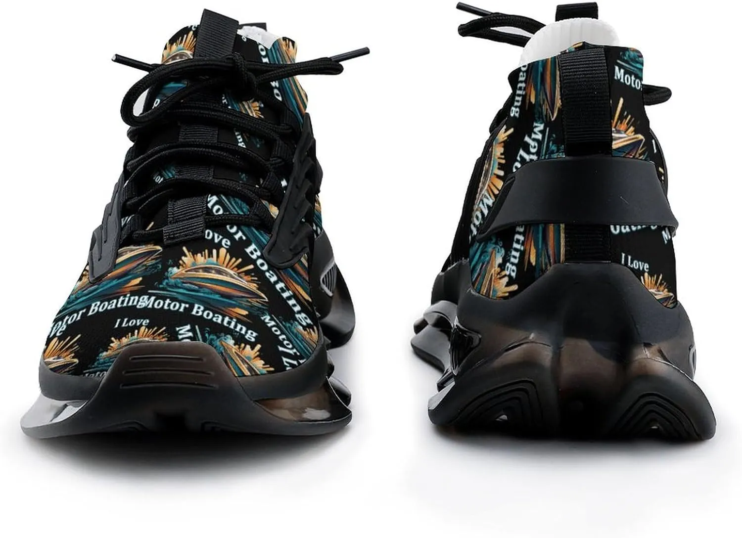 I Love Motor Boating Mens Sneakers Running Shoes Lightweight Athletic Shoes for Jogging Walking Gym