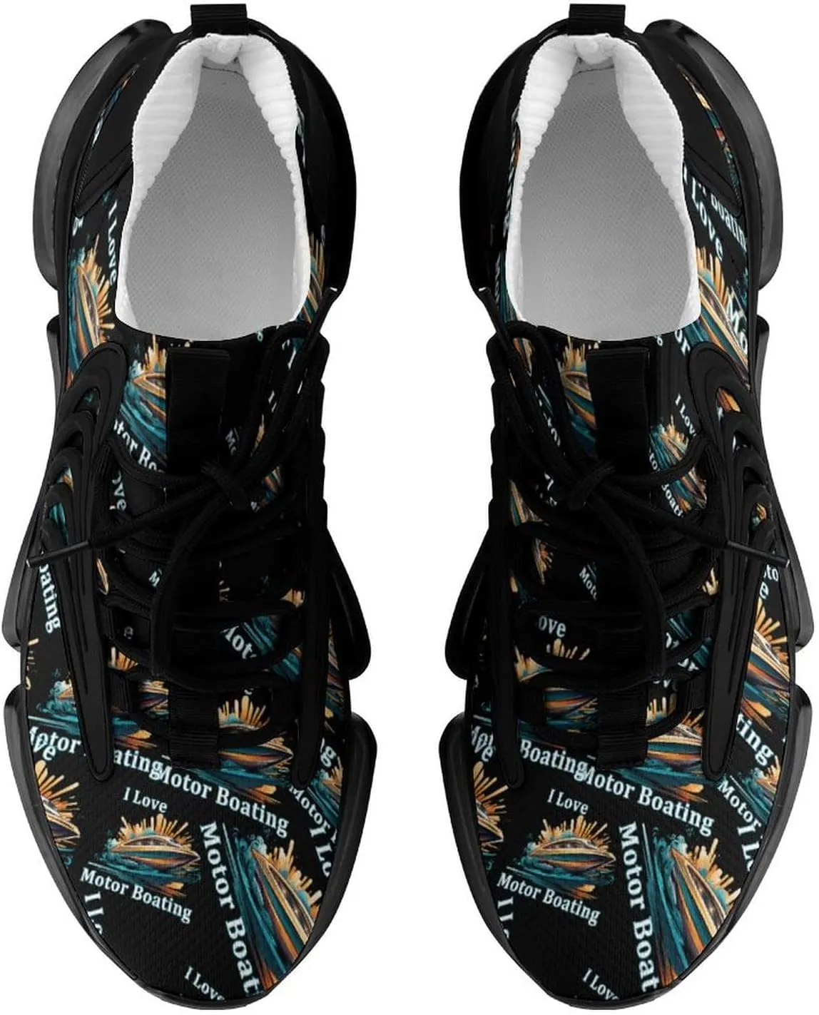 I Love Motor Boating Mens Sneakers Running Shoes Lightweight Athletic Shoes for Jogging Walking Gym