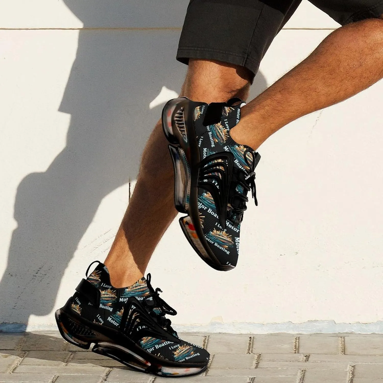 I Love Motor Boating Mens Sneakers Running Shoes Lightweight Athletic Shoes for Jogging Walking Gym