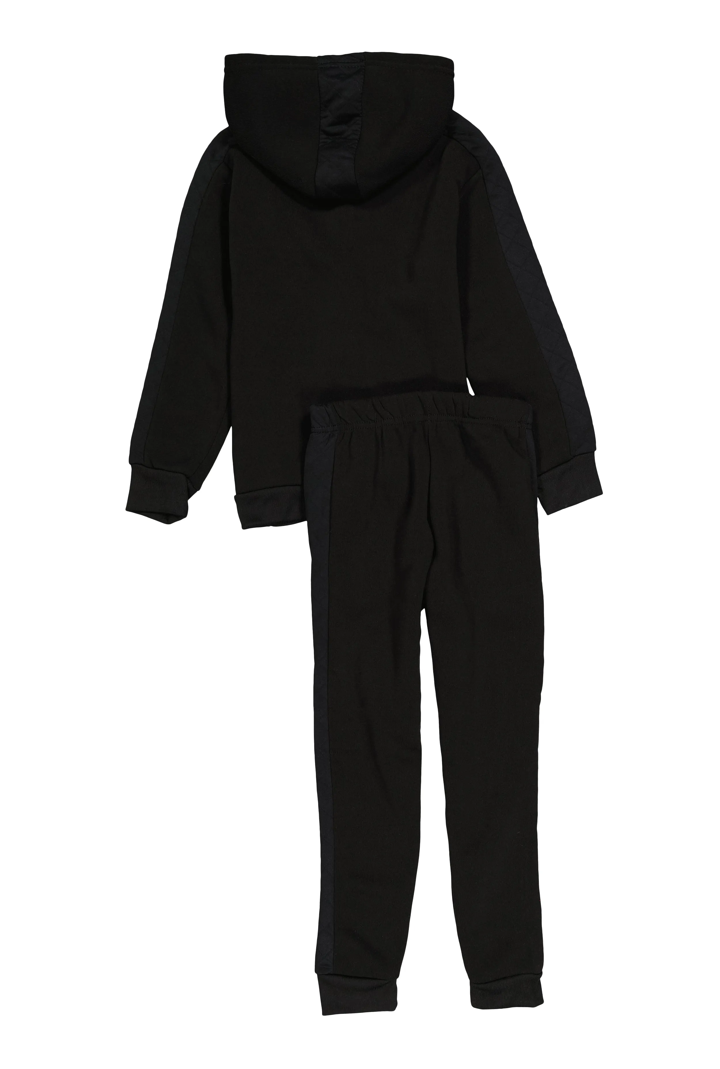 Little Boys Quilted Detail Hooded Sweatshirt and Joggers