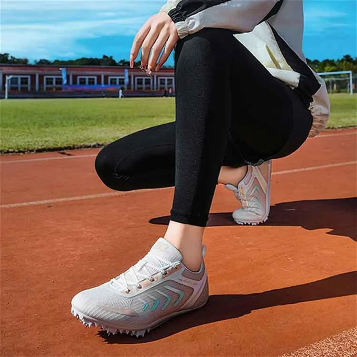 Men Women Track and Field Shoes, Girls Boys 8 Spikes Racing Sneakers Outdoor Professional Sprint Running Jumping Competition Shoes