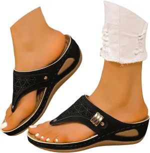 Orthopedic Sandals for Women Dressy Comfortable Arch Support Flip Flops Wedge Sandals Summer Vacation Beach Shoes