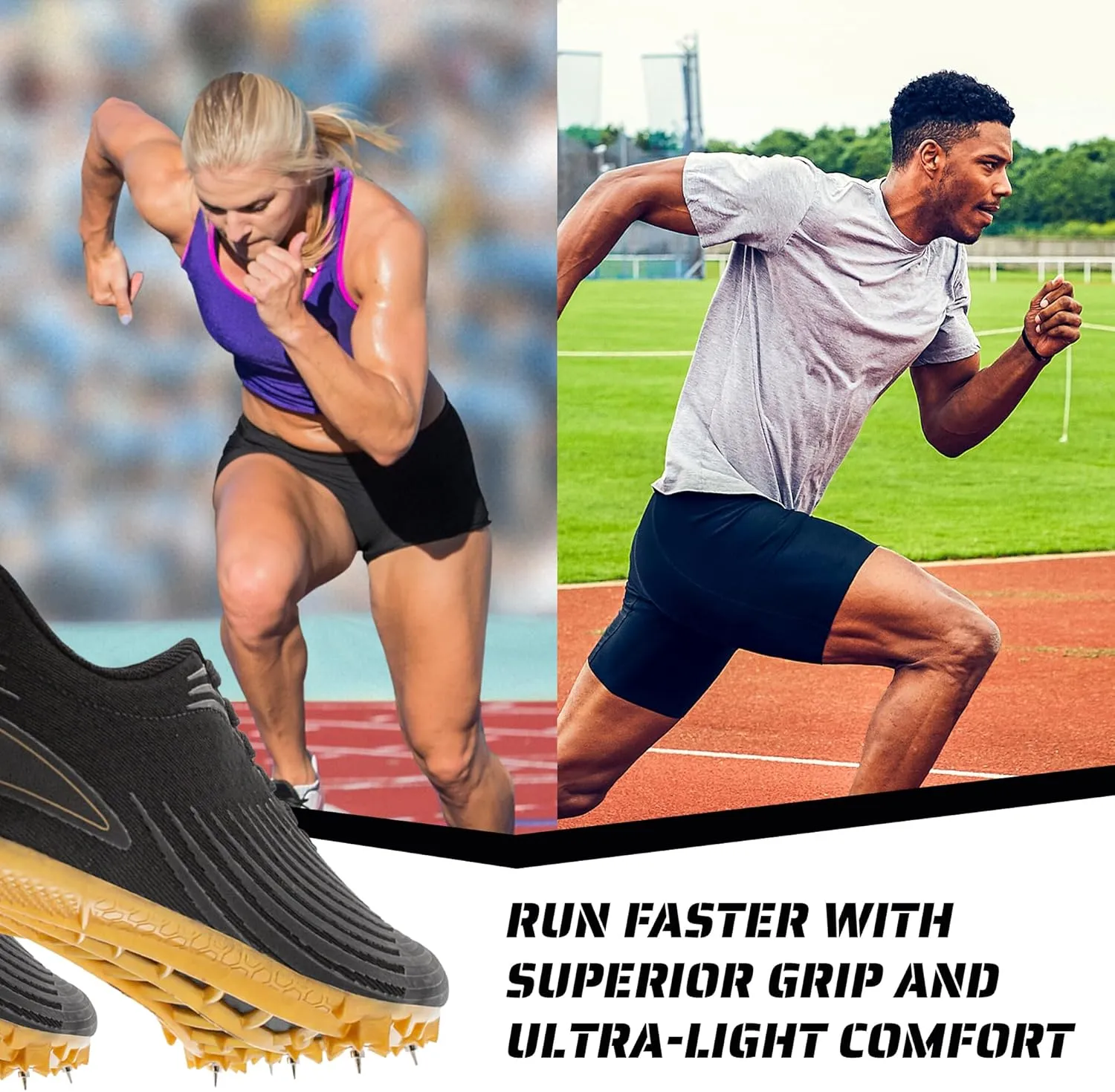 RUNIC Track & Field Shoes for Men, Women & Kids – Pro Running Spikes for Sprint, Race & Training – 7 Spikes   Extra Spikes & Wrench (US Men Size)