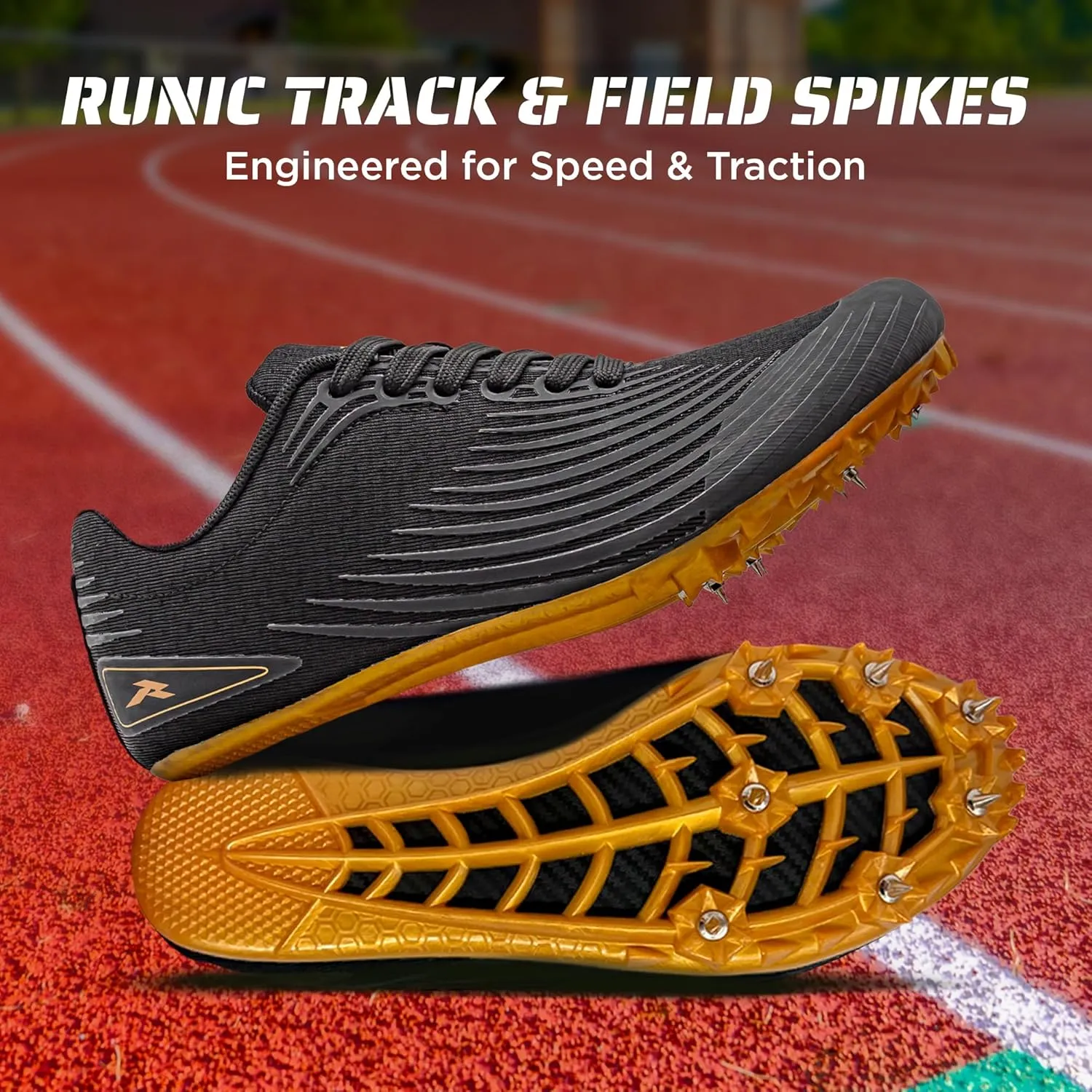 RUNIC Track & Field Shoes for Men, Women & Kids – Pro Running Spikes for Sprint, Race & Training – 7 Spikes   Extra Spikes & Wrench (US Men Size)