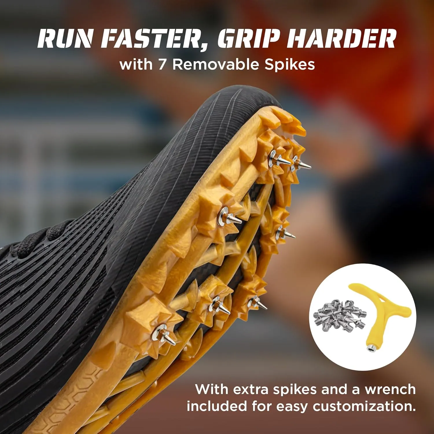 RUNIC Track & Field Shoes for Men, Women & Kids – Pro Running Spikes for Sprint, Race & Training – 7 Spikes   Extra Spikes & Wrench (US Men Size)
