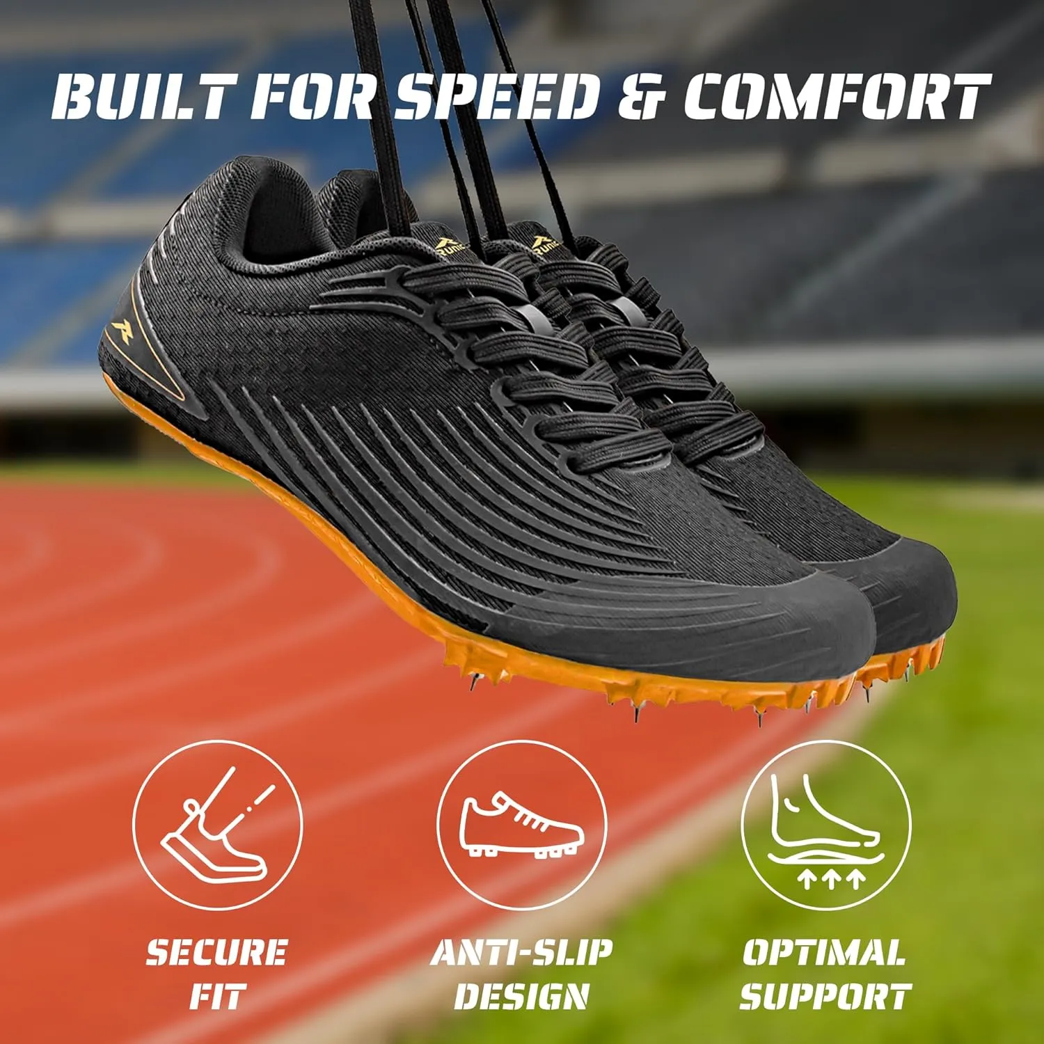 RUNIC Track & Field Shoes for Men, Women & Kids – Pro Running Spikes for Sprint, Race & Training – 7 Spikes   Extra Spikes & Wrench (US Men Size)