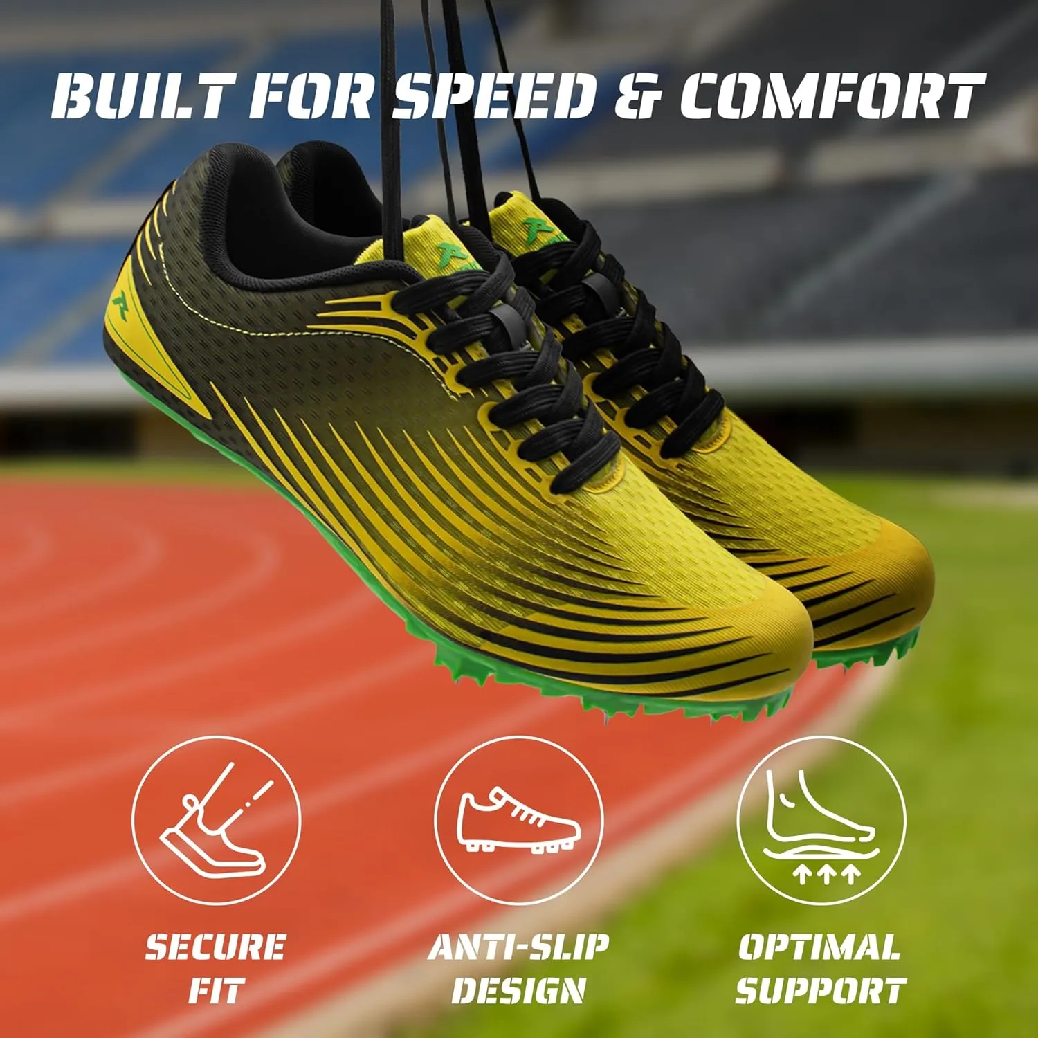 RUNIC Track & Field Shoes for Men, Women & Kids – Pro Running Spikes for Sprint, Race & Training – 7 Spikes   Extra Spikes & Wrench (US Men Size)