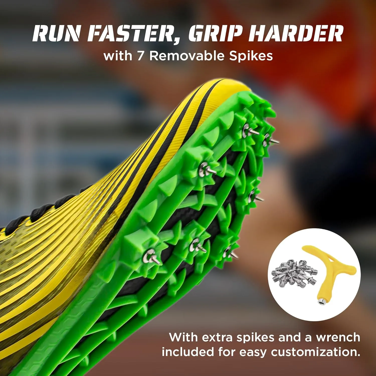 RUNIC Track & Field Shoes for Men, Women & Kids – Pro Running Spikes for Sprint, Race & Training – 7 Spikes   Extra Spikes & Wrench (US Men Size)