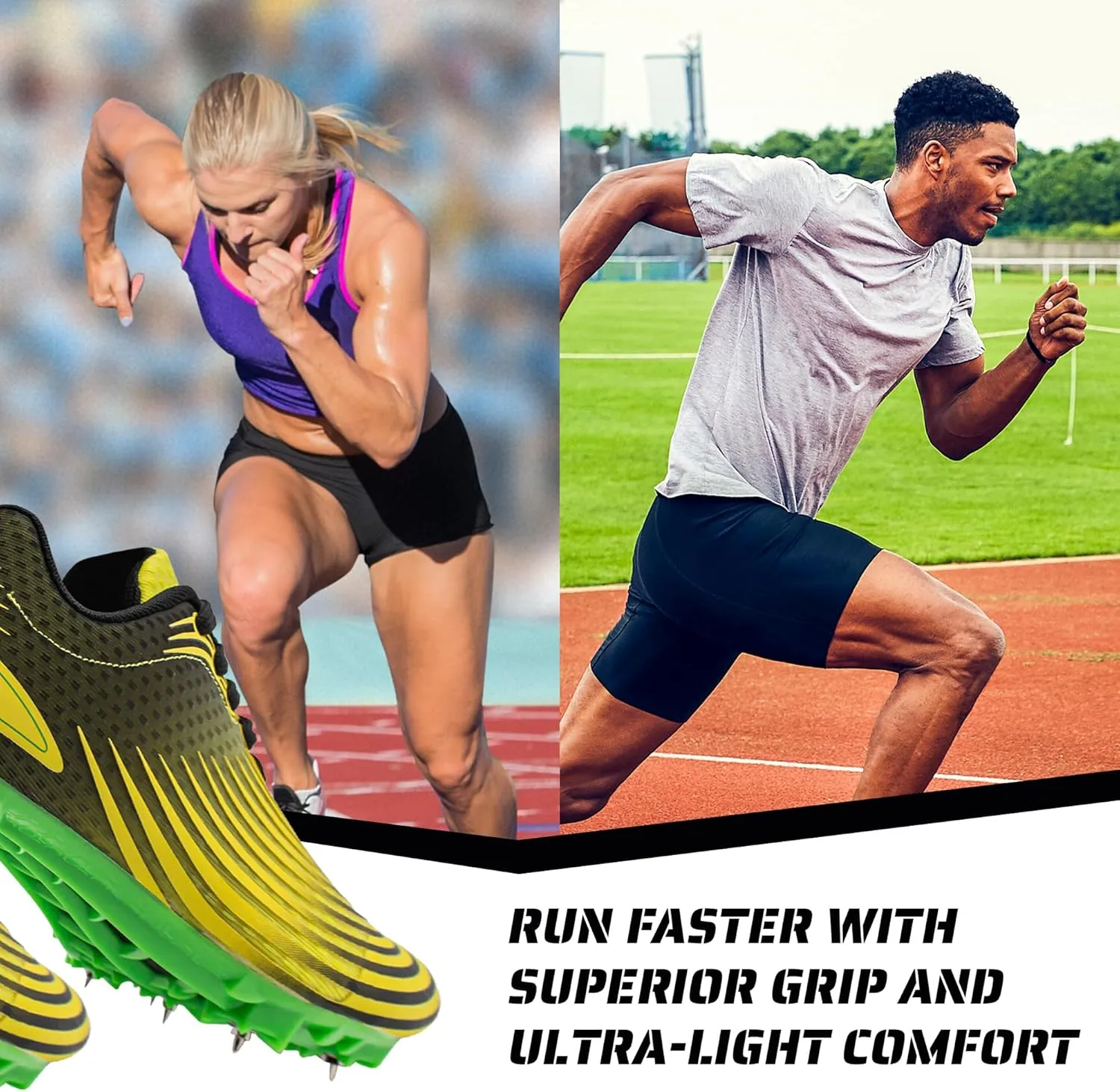 RUNIC Track & Field Shoes for Men, Women & Kids – Pro Running Spikes for Sprint, Race & Training – 7 Spikes   Extra Spikes & Wrench (US Men Size)