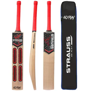 STRAUSS Grand Edition Kashmir Willow Scoop Cricket Bat |Size: Short Handle(SH) |Red| Suitable for Tennis Ball|Ideal for Boys/Youth/Adults (900-1050 Grams)