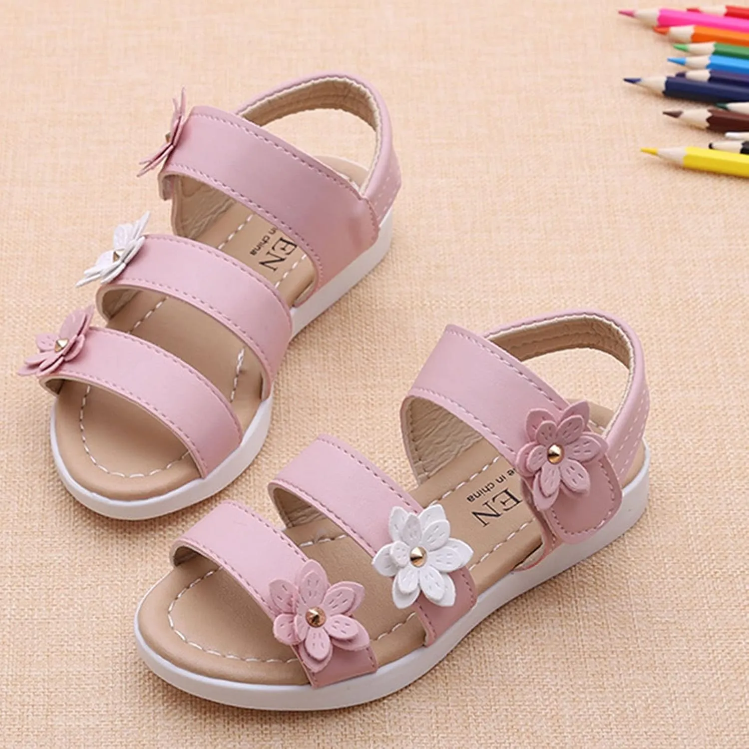 Summer Kids Children Sandals Fashion Big Flower Girls Flat Pricness Shoes Sandals for Girls