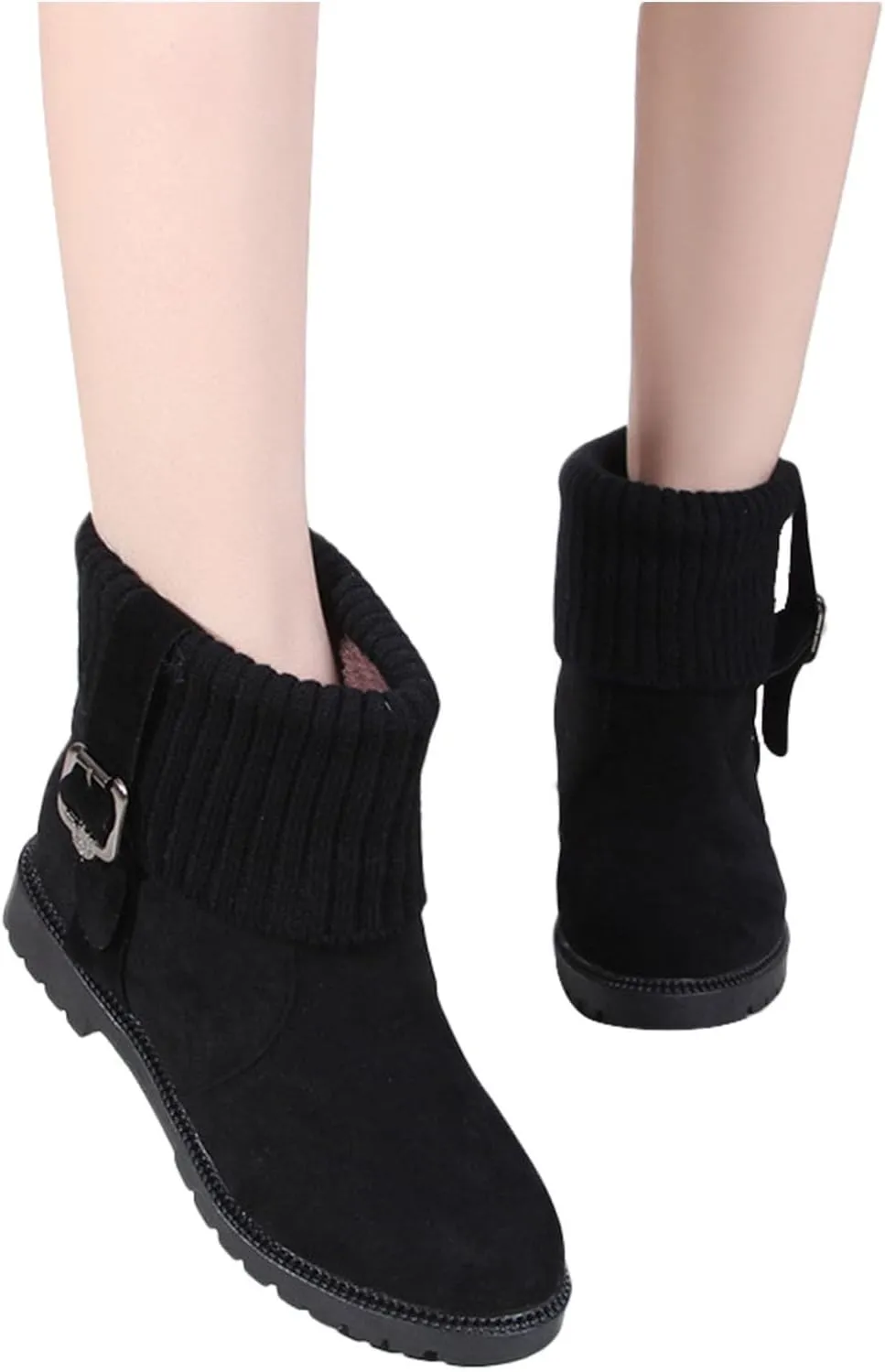 Women's Winter Snow Boots Warm Comfortable Faux Fur Insulated Outdoor Mid Calf Booties Thick Walking Motorcycle Boots