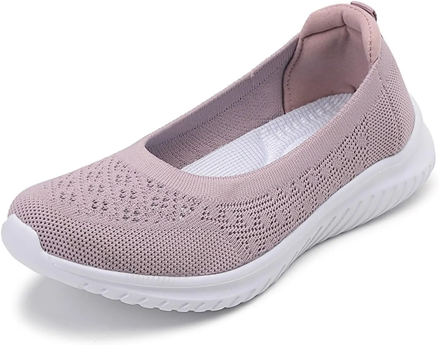 Womens Woven Breathable Sneakers Solid Color Slip-in Casual Soft Walking Running Shoes Comfortable Tennis Shoes Flat Bottom Non Slip Summer Spring Ladies Shoe