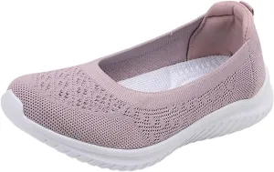 Womens Woven Breathable Sneakers Solid Color Slip-in Casual Soft Walking Running Shoes Comfortable Tennis Shoes Flat Bottom Non Slip Summer Spring Ladies Shoe