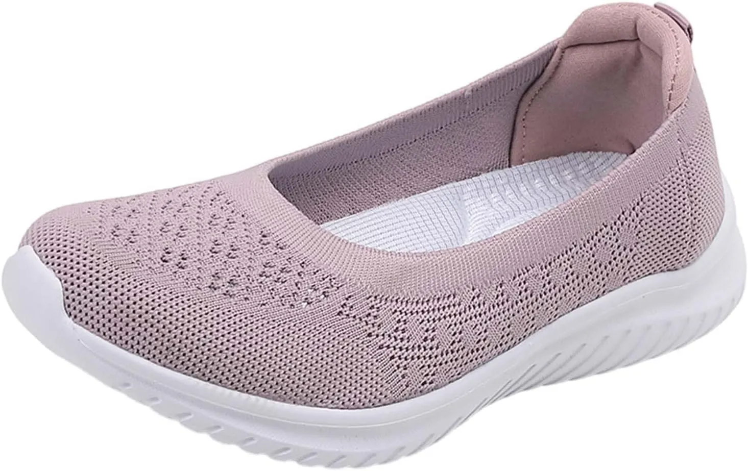 Womens Woven Breathable Sneakers Solid Color Slip-in Casual Soft Walking Running Shoes Comfortable Tennis Shoes Flat Bottom Non Slip Summer Spring Ladies Shoe