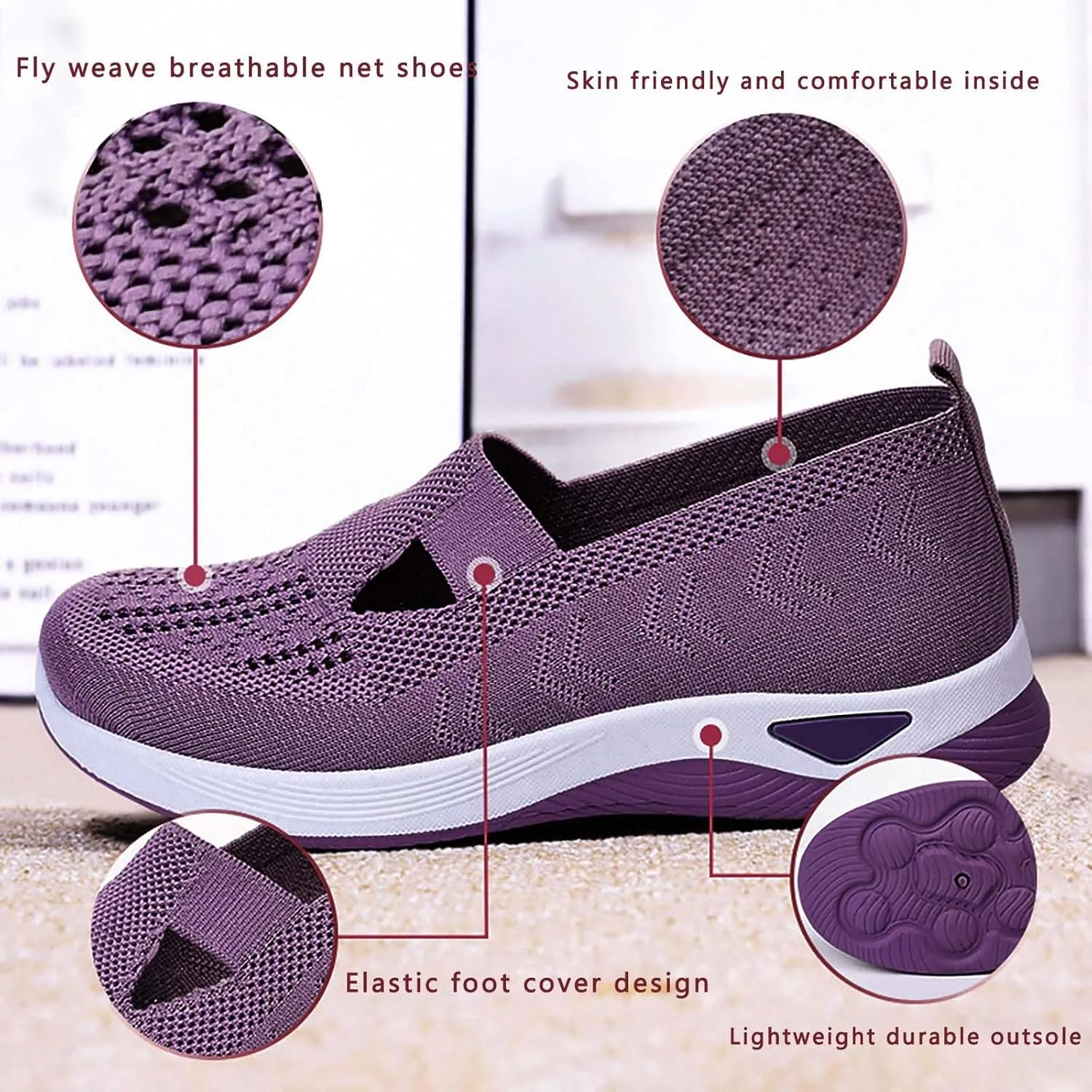 Women's Woven Orthopedic Breathable Soft Walking Running Shoes for Men Food Service Slip On Shoes Casual Fashion Sneakers Brown Tennis Shoe Trainers Shoe