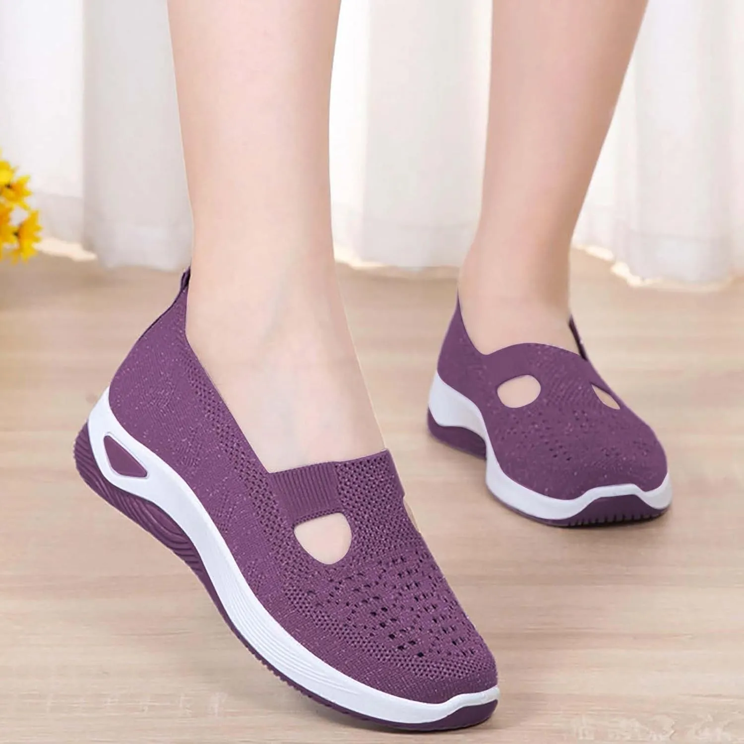 Women's Woven Orthopedic Breathable Soft Walking Running Shoes for Men Food Service Slip On Shoes Casual Fashion Sneakers Brown Tennis Shoe Trainers Shoe